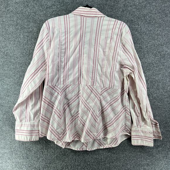 Lane Bryant Shirt Womens 22/24 Pink White Striped Button Down Stretch Plus Size - Picture 7 of 10